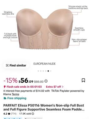PARFAIT Elissa Strapless Longline Bra in European Nude